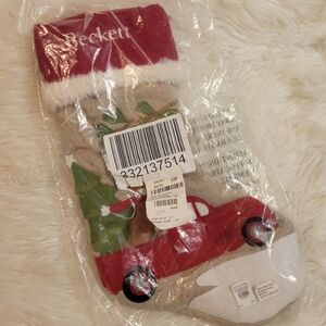 Pottery Barn Woodland Stocking Truck with Reindeer - Beckett - red & tan